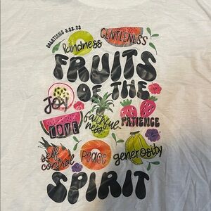 White Graphic T-Shirt Christian fruit of the spirit large